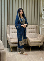 Teeya Creation Blue Color Faux Georgette Embroidery Work Party Wear Salwar Suit | Grocsy