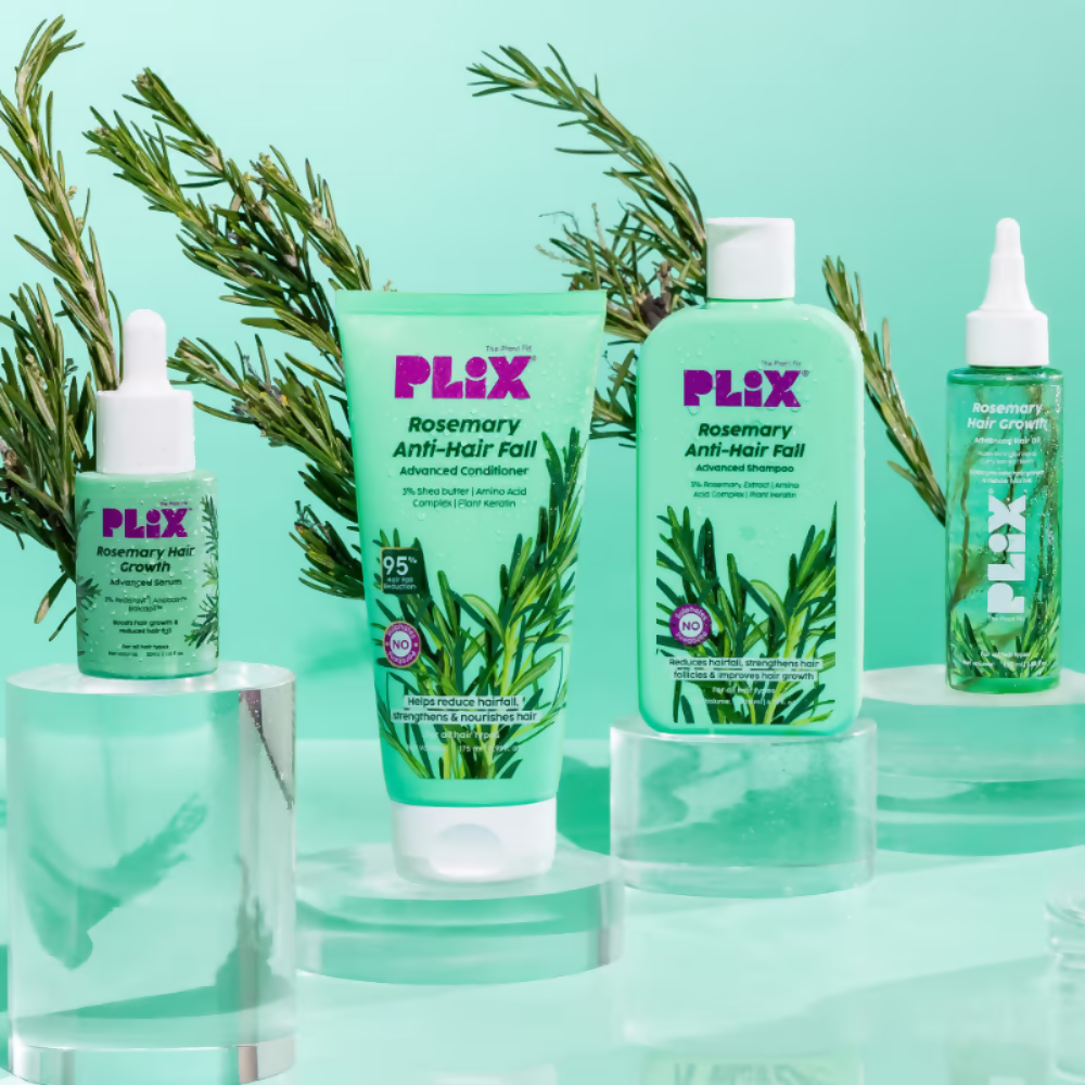 PLIX The Plant Fix Rosemary Anti Hairfall Kit - Hair Oil, Shampoo, Conditioner & Serum | Grocsy