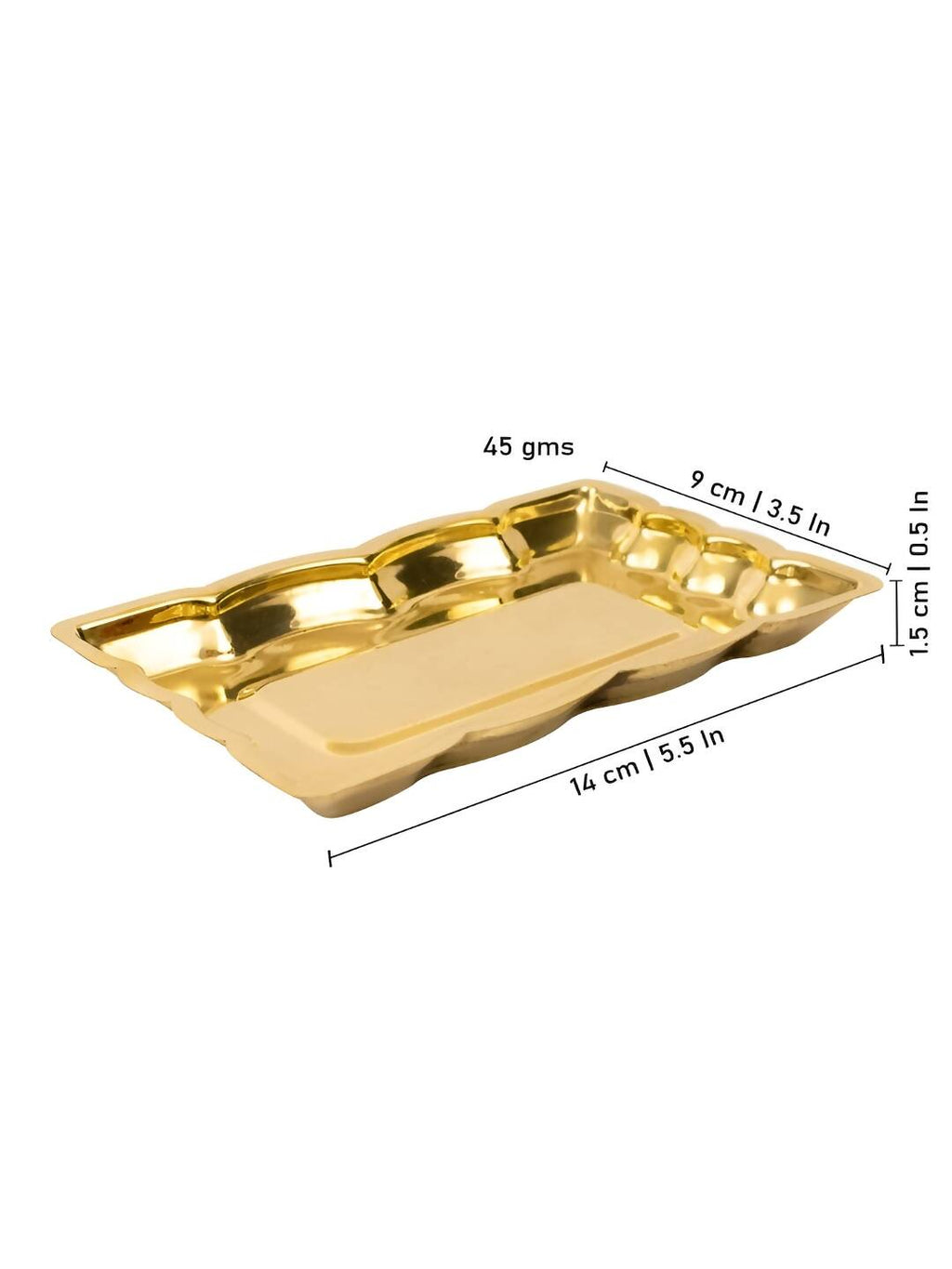 Spillbox Gold-Toned Brass Rectangular Betal Thali Pooja Essential | Grocsy
