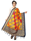 Vamika Navy Blue Printed Khadi Bhagalpuri Dupatta | Grocsy
