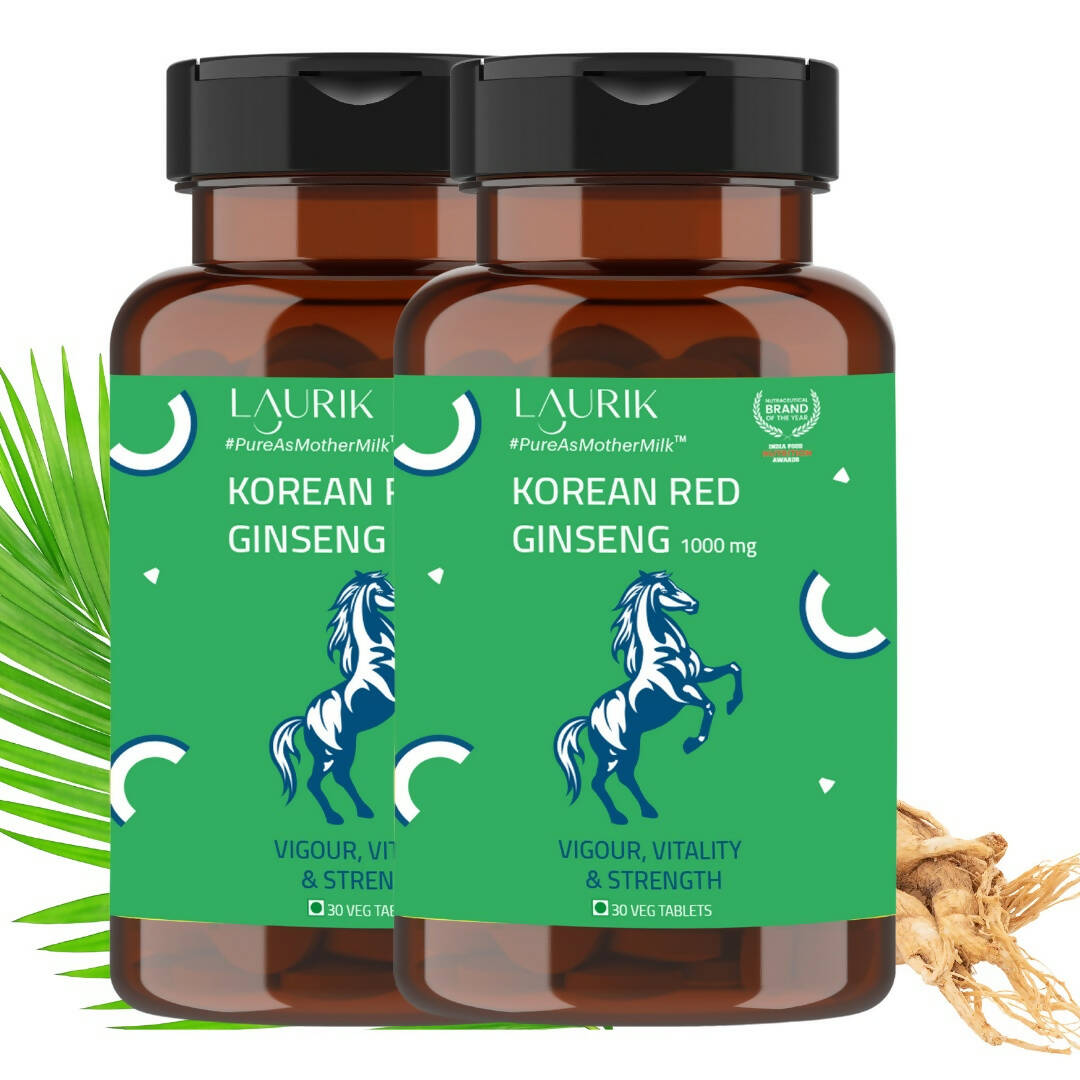 Laurik Koren Red Ginseng 1000Mg Tablets For Men | Natural Plant-Based Supplement For Energy & Stamina | Grocsy