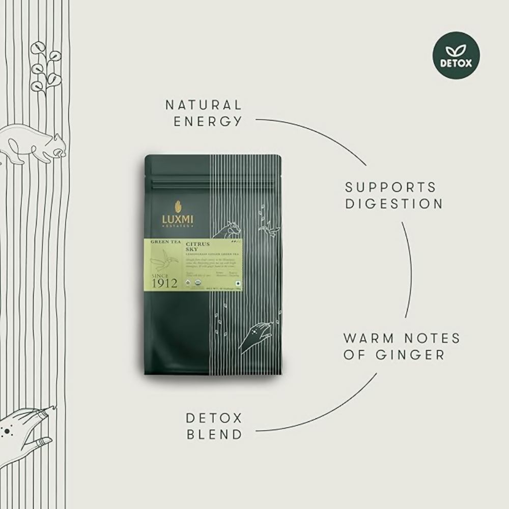 Luxmi Estates Citrus Sky - Lemongrass Ginger Green Tea | Grocsy