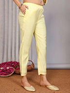 Joban Fashion Women Pale Yellow Roman Embroidery Stitched Kurta Set | Grocsy