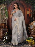 Shree Shyam Fashion Organza Gray Saree | Grocsy
