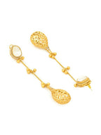 Glass Kundan Antique finish Long Earrings - Ruby Raang | Grocsy
