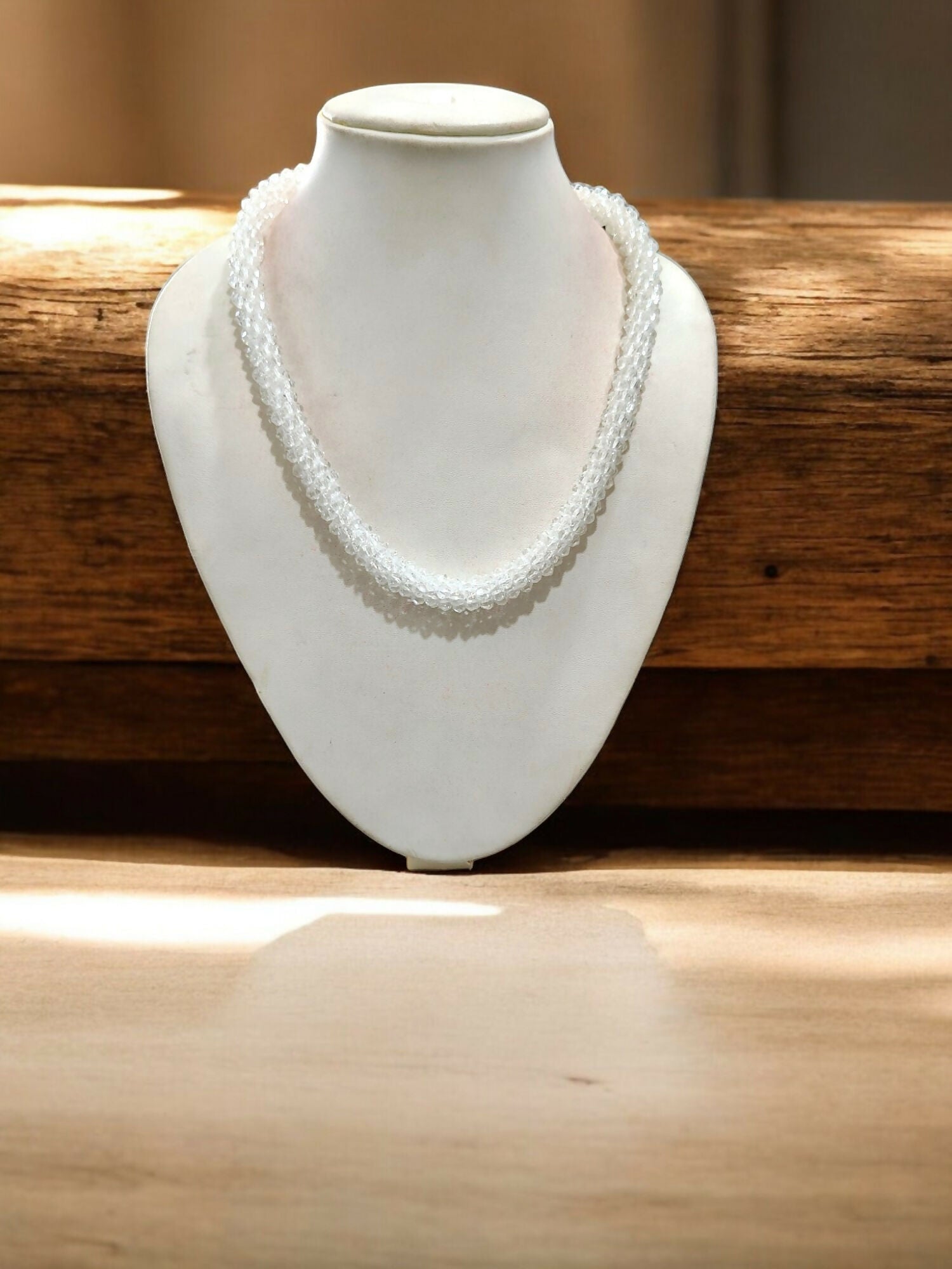 Inhanns Noor-E-Jalwa – Handmade Crystal Bead Necklace -Adjustable - White Only Necklace | Grocsy
