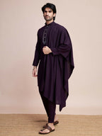 Vastranavya Traditional Festival Wear Viscose Thread & Sequence Embroidered Work Kurta Pant Set - Purple | Grocsy
