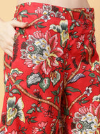 Joban Fashion Red Cotton Printed & Hand Work Co-ord Set | Grocsy