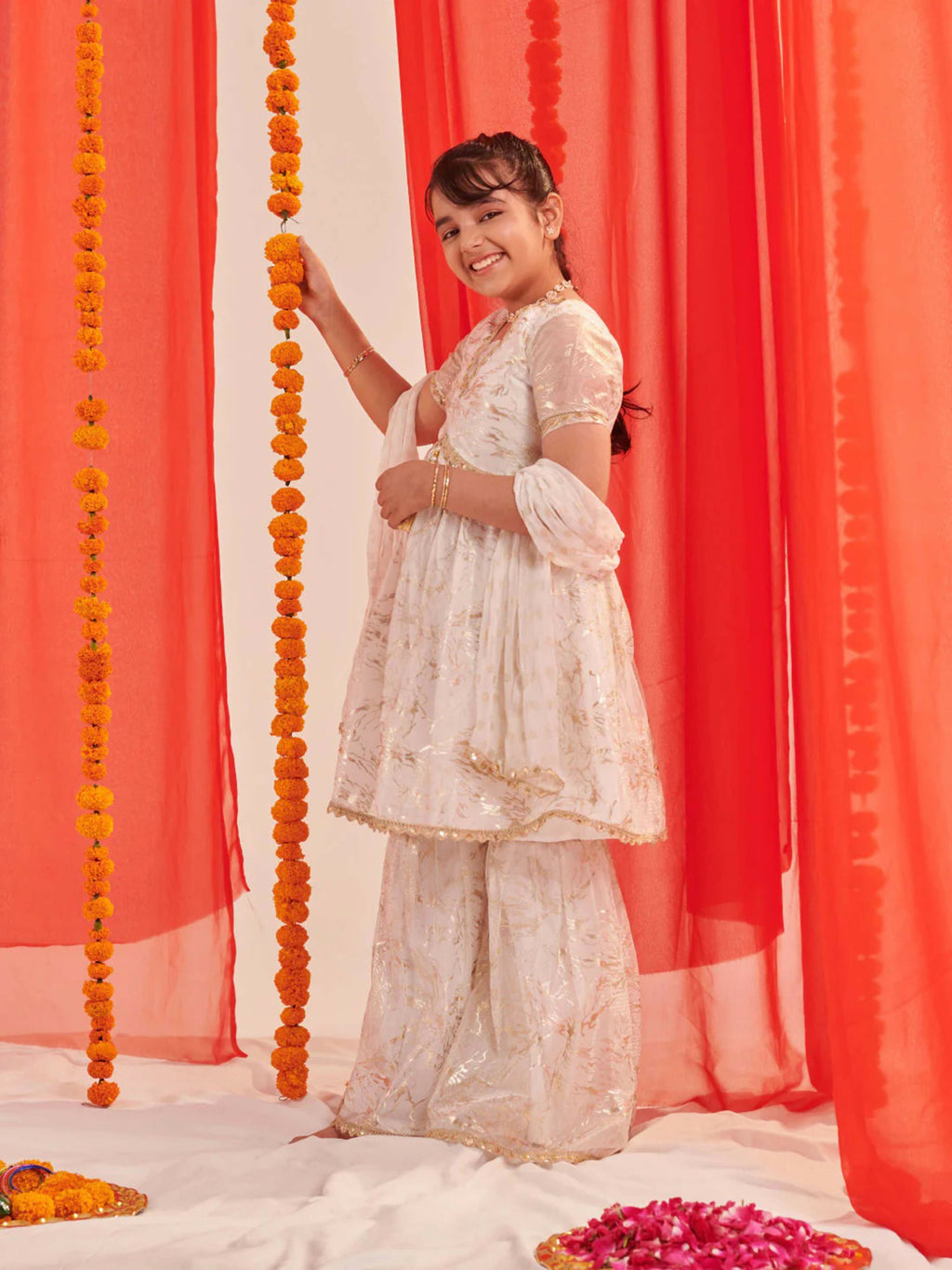 Joban Fashion Girl's Off White Color Sharara Set | Grocsy