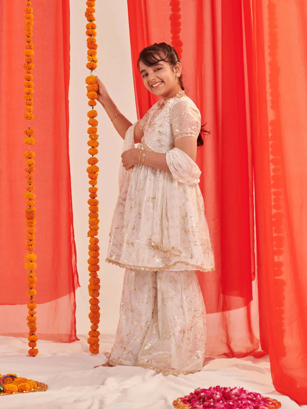 Joban Fashion Girl's Off White Color Sharara Set | Grocsy