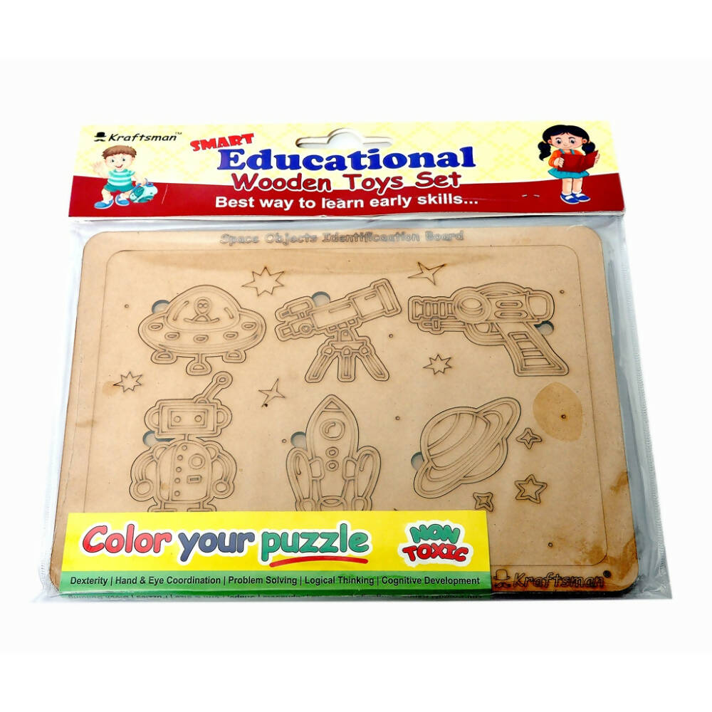 Kraftsman Space Objects Identification Puzzle Board With Color Kit Included | Grocsy