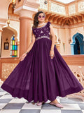 Joban Fashion Wine Readymade Dress With Sequins embroidery Work | Grocsy