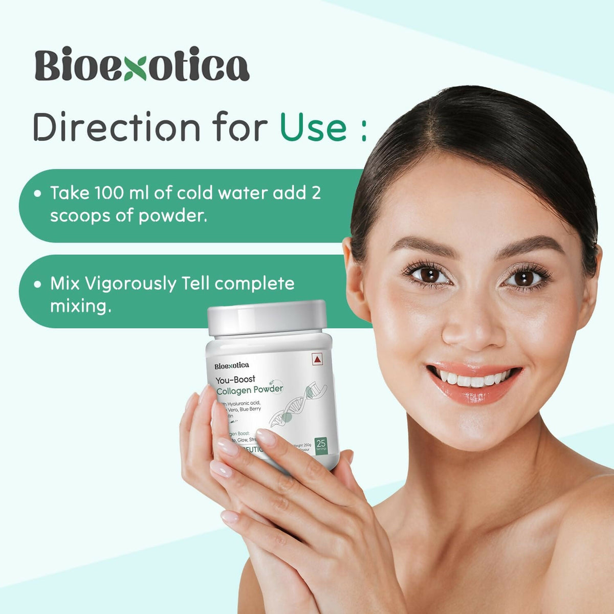 Bioexotica Orange Flavour Collagen Powder With Hyaluronic Acid, Aloe Vera, Blue Berry & Biotin | Grocsy