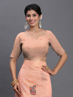 Shree Shyam Fashion Linen Cotton Peach Saree | Grocsy