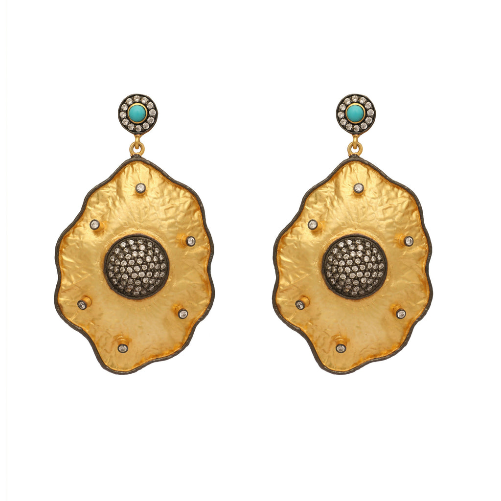 Nuyug 18k Gold-Plated American Diamond Studded Anti Tarnish Contemporary Dangler Earrings | Grocsy