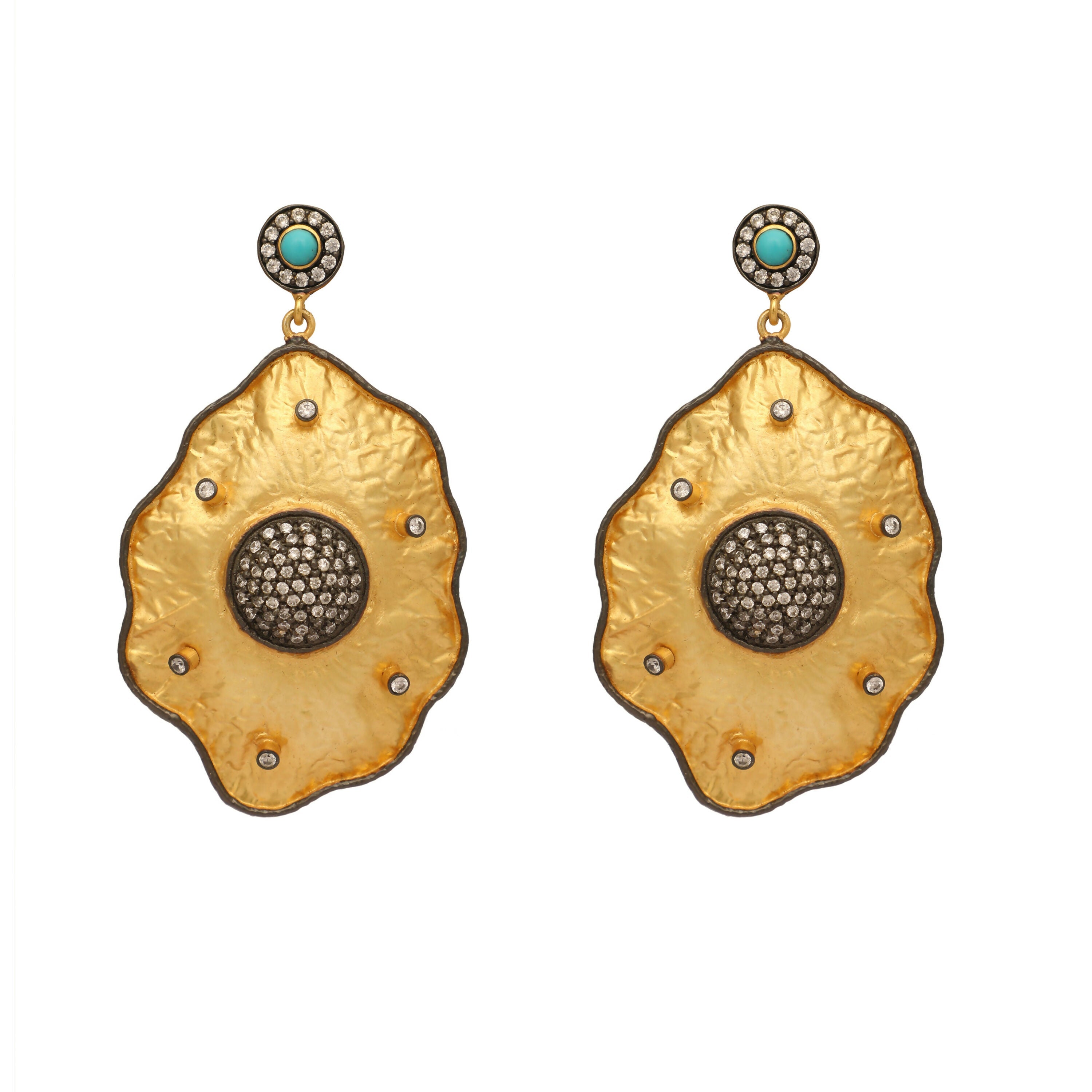 Nuyug 18k Gold-Plated American Diamond Studded Anti Tarnish Contemporary Dangler Earrings | Grocsy