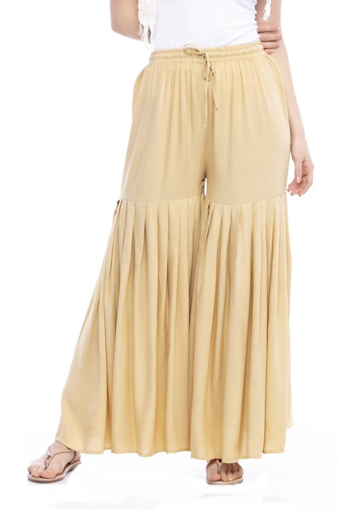 Mominos Fashion Reyon Cotton Golden Palazzo For Girls | Grocsy