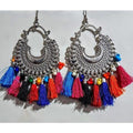MS Fashion India Afghani Chandbali with Beads And Silk Threads Alloy Earrings | Grocsy