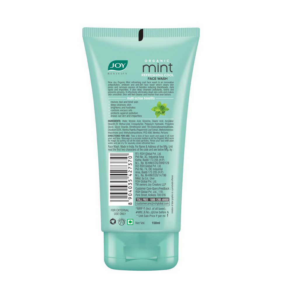 Joy Revivify Organic Mint Refreshing Cool Face Wash | Grocsy