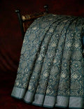 Bottle Green Printed Design Semi Chanderi Saree By Gayathri Reddy Designer Studio | Grocsy