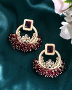 VOJ Gold-Polished Purple Stone Studded Earrings