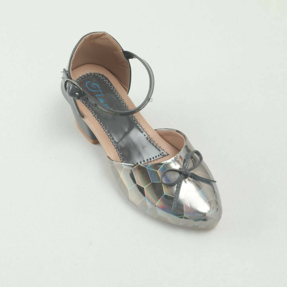 Tiny Bugs Girls Party Wear Ballerinas Heels - Dark Grey | Grocsy
