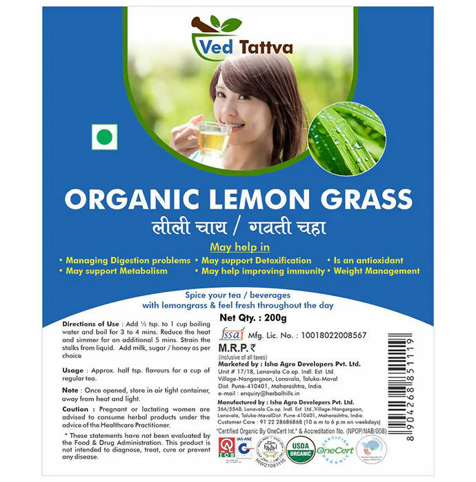 Ved Tattva Organic Lemon Grass Whole | Grocsy