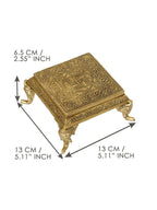eCraftIndia Gold-Toned Handcrafted Traditional Pooja Chowki With Swastik | Grocsy