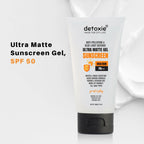 Detoxie Ultra Matte Sunscreen Gel Matte Finish Dry Tint Water & Sweat Resistant With Spf 50 Pa+++ | Grocsy