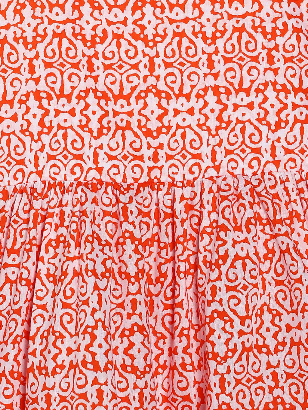 Manet Girls Cotton Layer Frock Printed - Orange | Grocsy