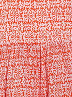 Manet Girls Cotton Layer Frock Printed - Orange | Grocsy