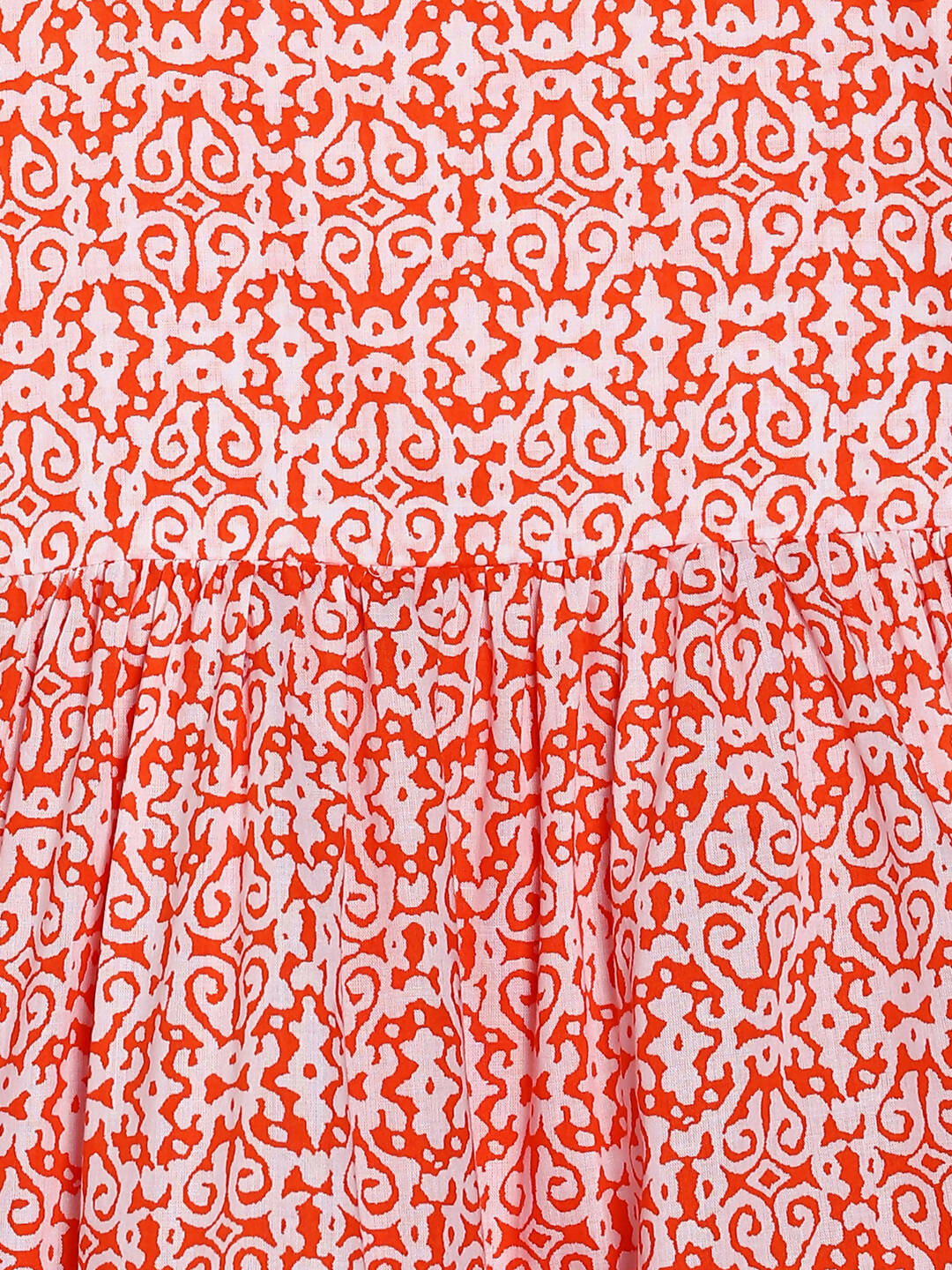 Manet Girls Cotton Layer Frock Printed - Orange | Grocsy