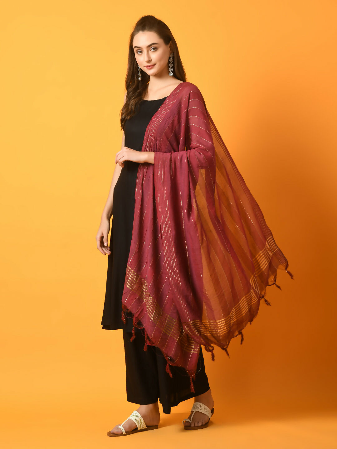 Myshka Women's Black Solid Anarkali Party Kurta Set With Dupatta | Grocsy