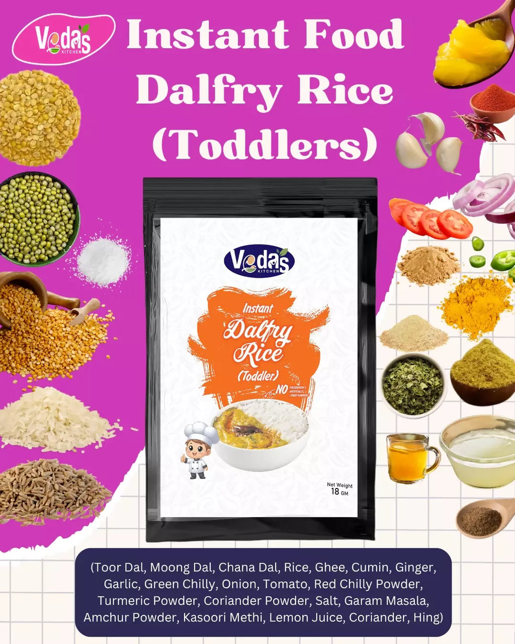 Vedas Kitchen Dal Fry Rice (Adults) | Grocsy