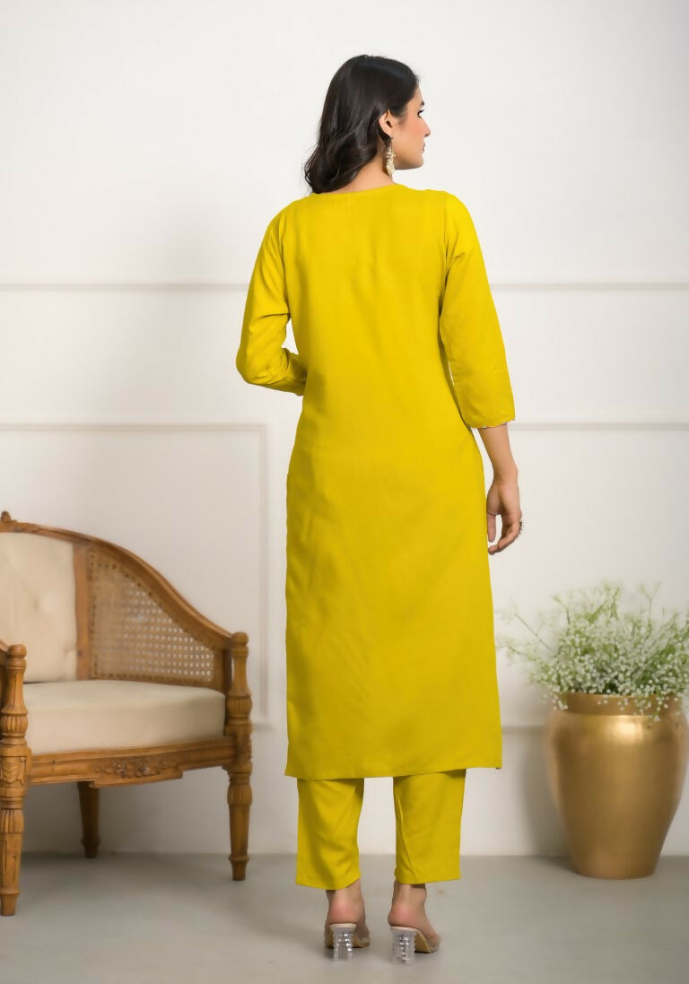 Festive Wear Ethnic Yellow Viscose Stitched Suit With Dupatta - Tanisha | Grocsy