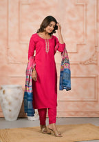 Ethnic Festive Wear Viscose Pink Stitched Suit With Dupatta - Anbazaar | Grocsy