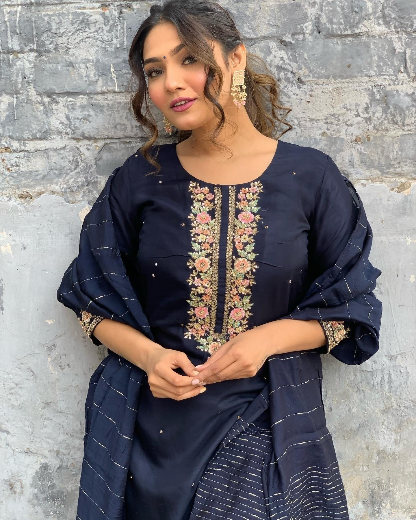 The52 Blue Women's Gorgeous Embroidered Viscose Chanderi Fabric Straight Kurta Pant with Dupatta Set | Grocsy