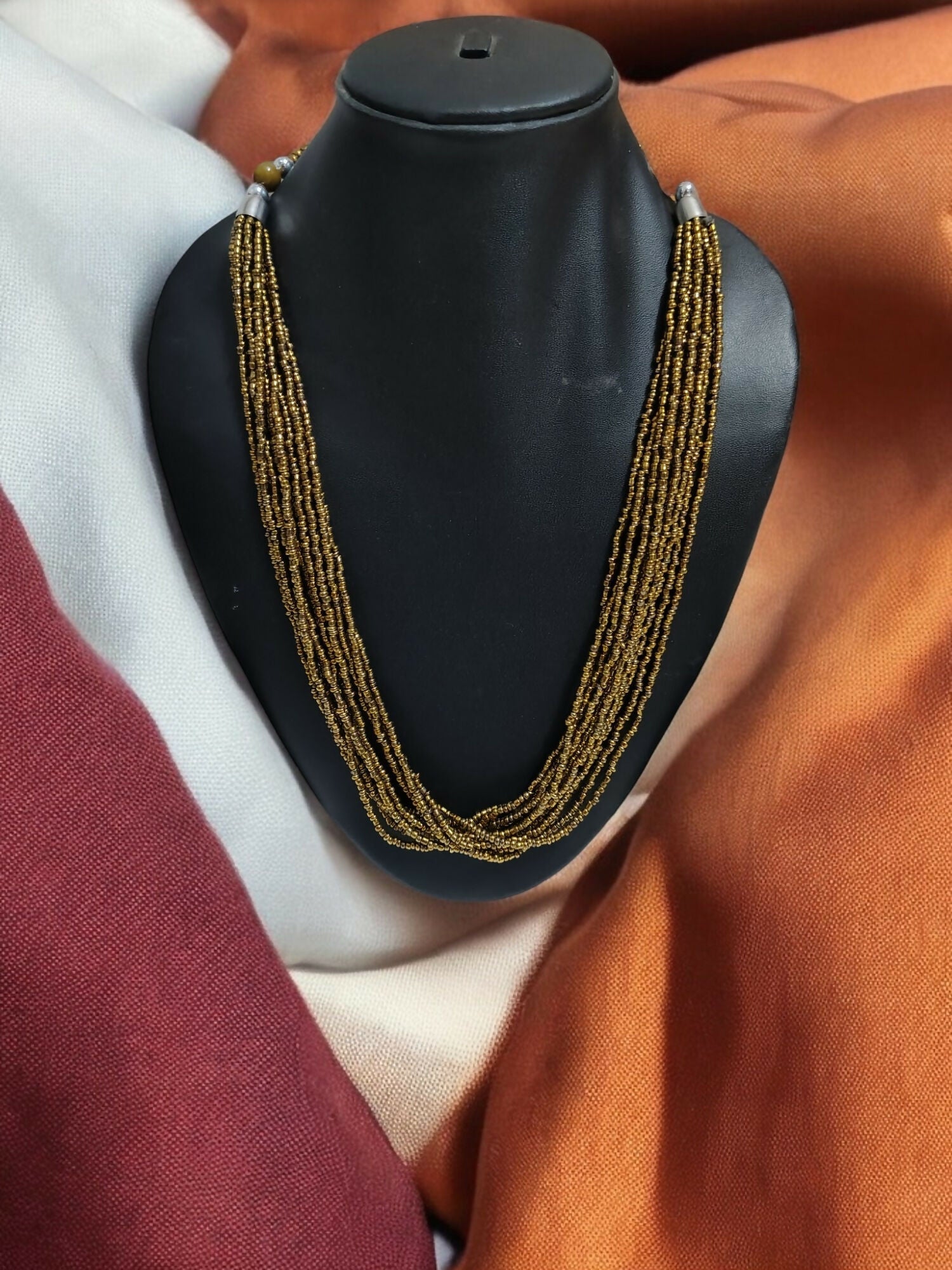 Inhanns Bloom Handmade Beaded Only Necklace - 12 Layers - Golden Necklace | Grocsy