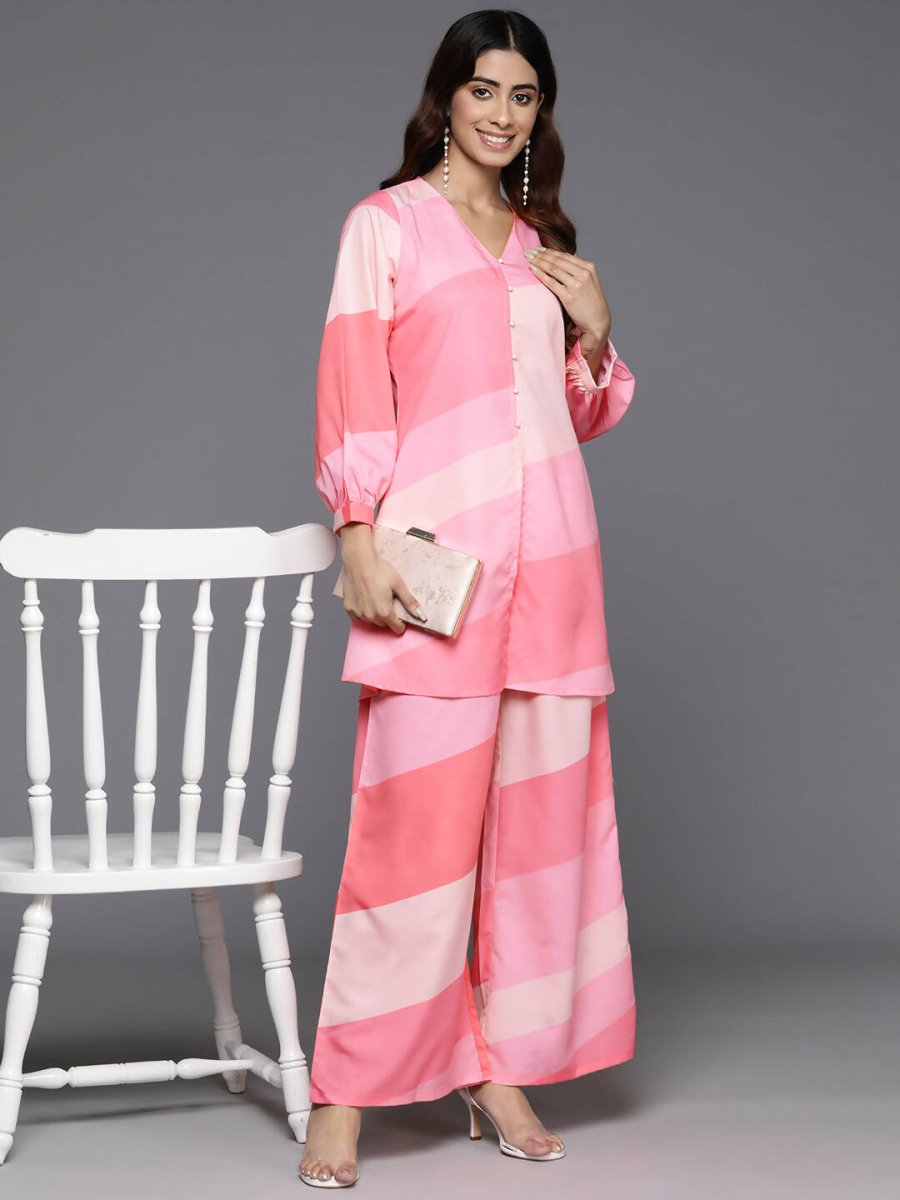 Ahalyaa Women's Traditional Wear Co-ods - Pink | Grocsy