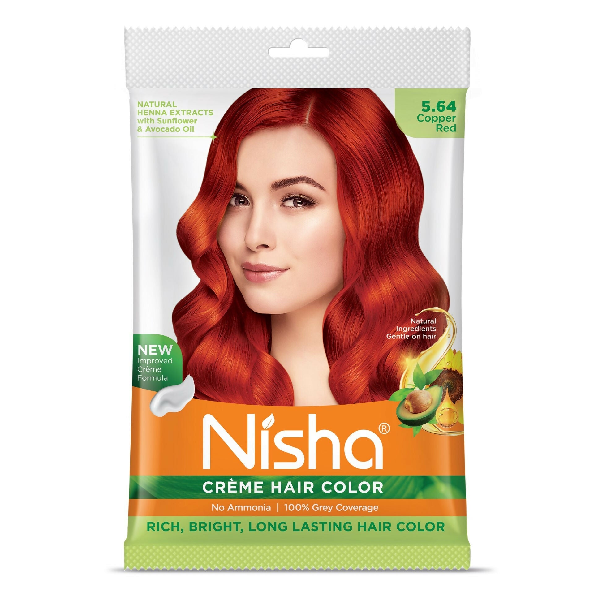 Nisha Creme Hair Color for Women - Copper Red | Grocsy