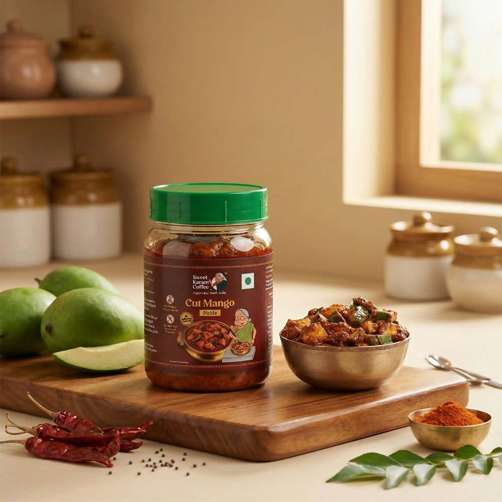 Sweet Karam Coffee Cut Mango Pickle | Grocsy