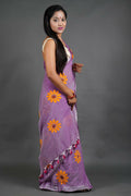 Exclusive Collection Pink Pure Cotton Saree With Sunflower Design | Grocsy