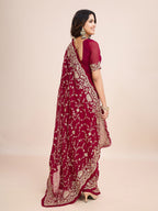 kasee Floral Embroidered Pure Georgette Ready to Wear Saree | Grocsy