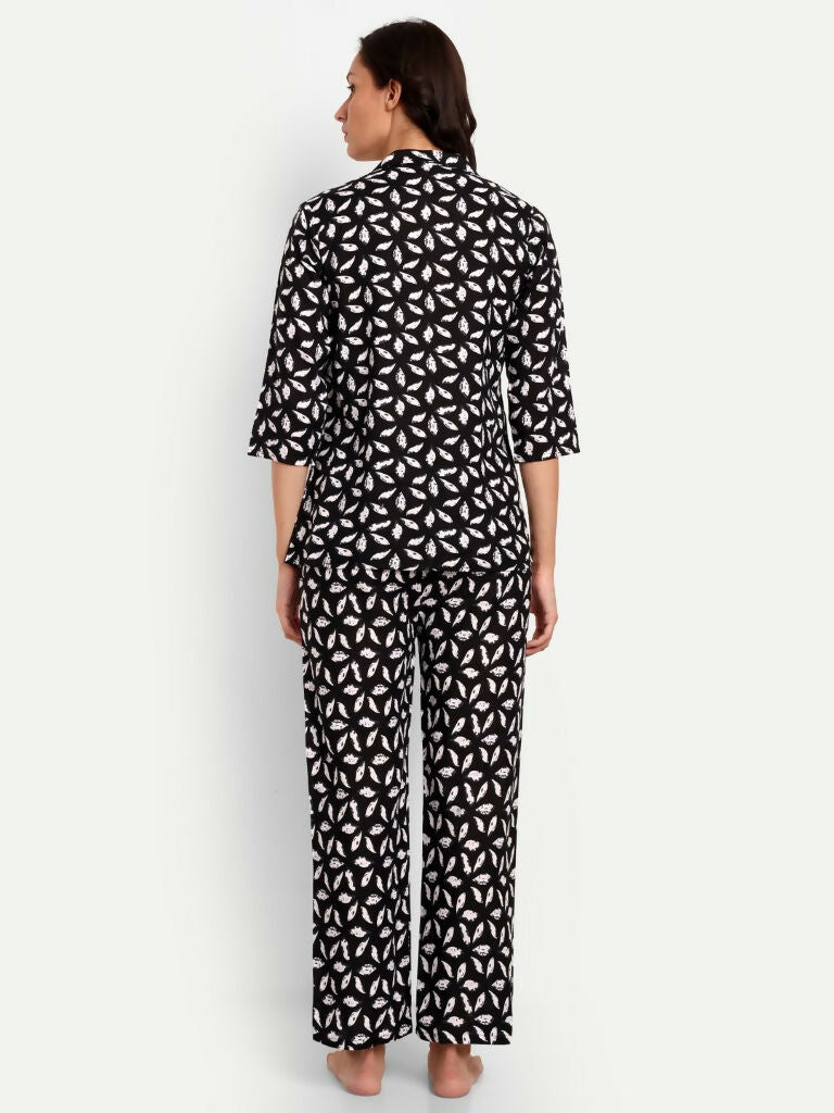 Alvano Beautiful Floral Print Co-ord set for Women's and Girls Rayon (Black) | Grocsy
