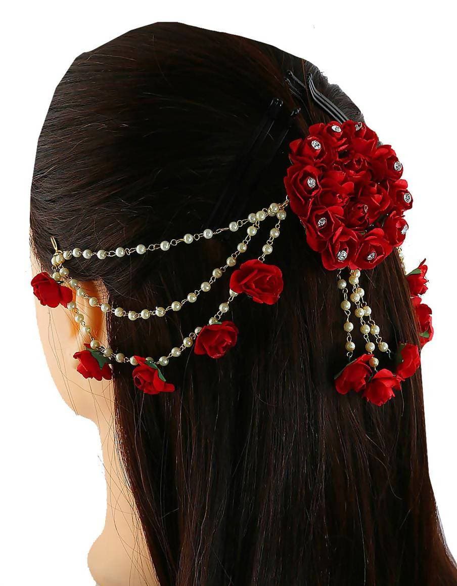 Red Flower Hair Brooch | Grocsy