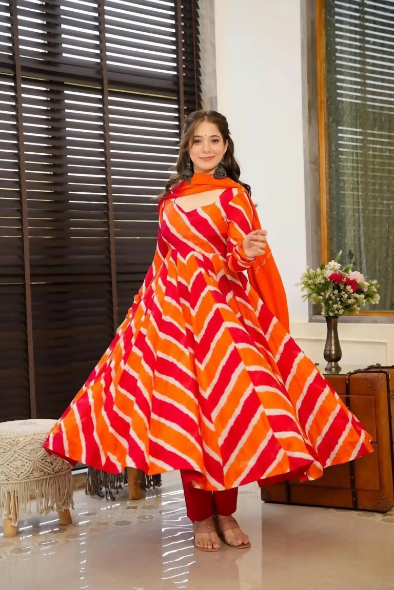 Aayaa Designer Printed Tebby Silk Suit - Multi Color | Grocsy