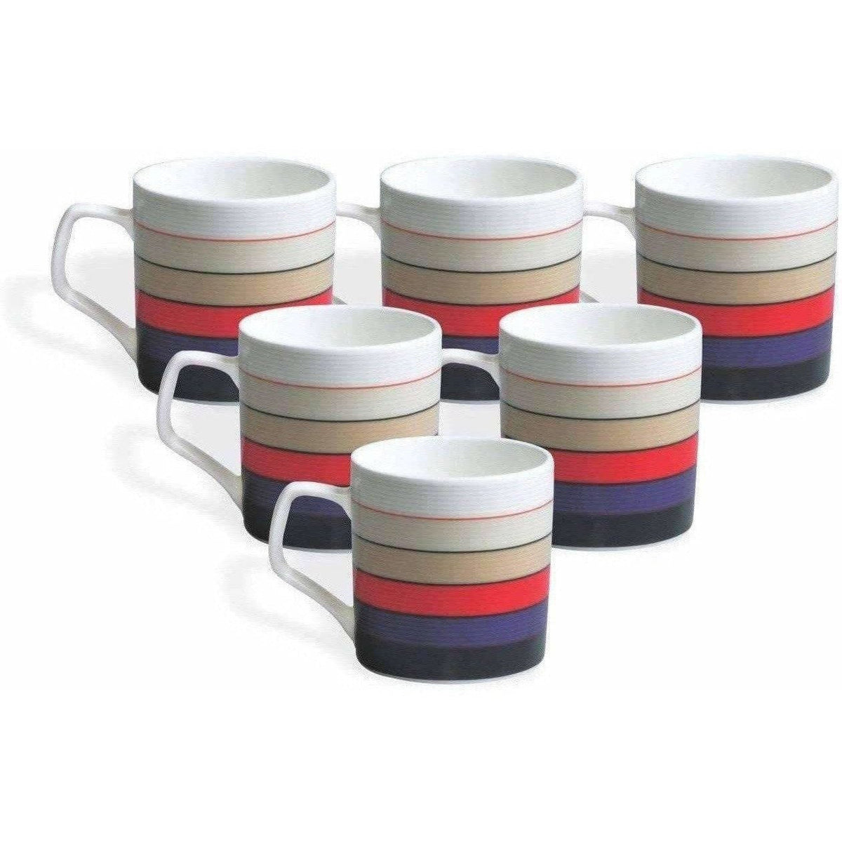 Coffee Mug Set, 220ml/6.6cm, Set of 6, Multicolour | Grocsy