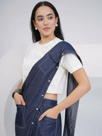Joban Fashion Off White Cotton Denim Skirt Drape With Top | Grocsy