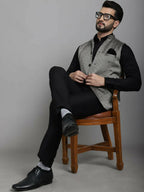 Even Apparels Nehru Jacket With Welt Pockets - Grey | Grocsy
