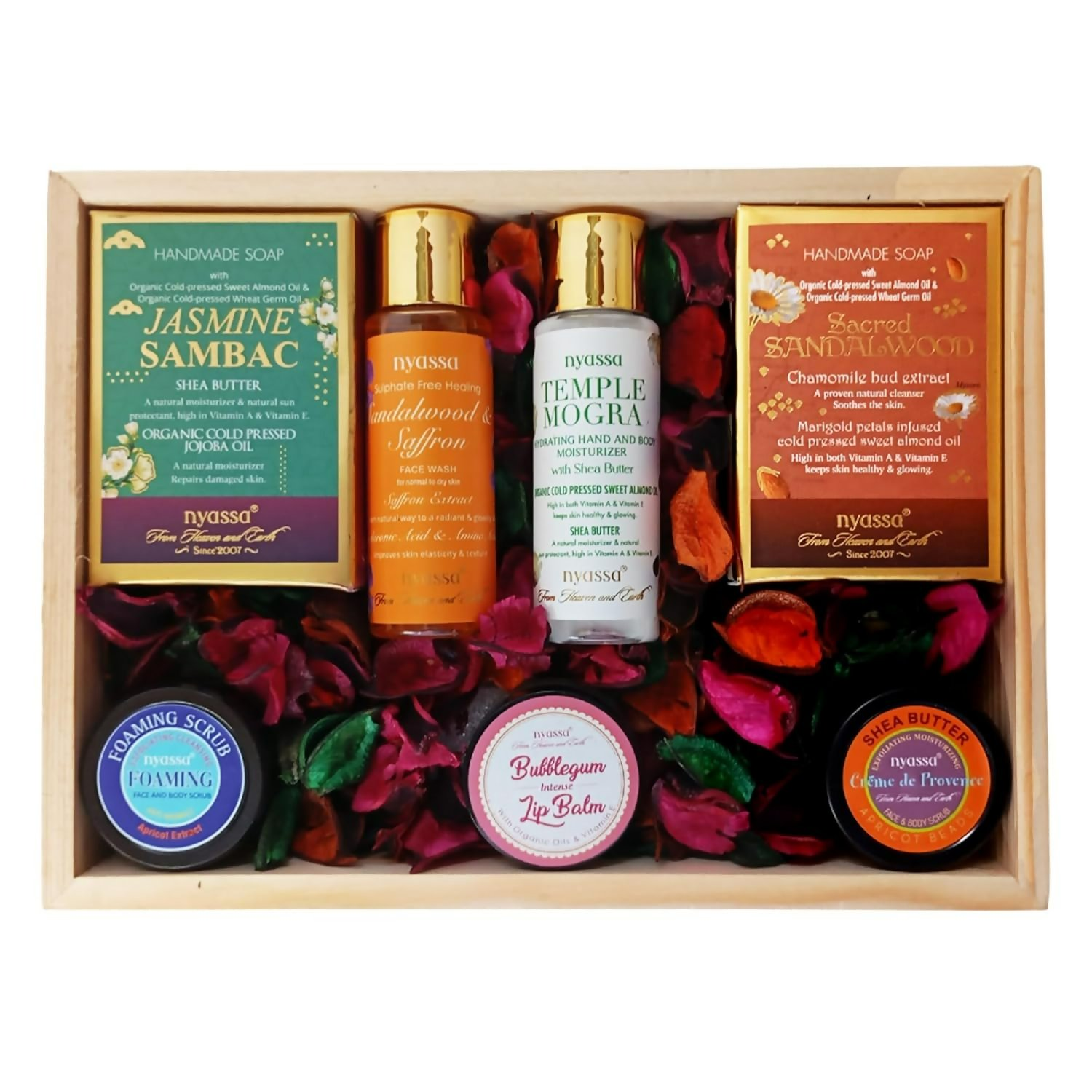 Nyassa Premium Bath and Body Treats Wooden Gift Set Kit | Grocsy